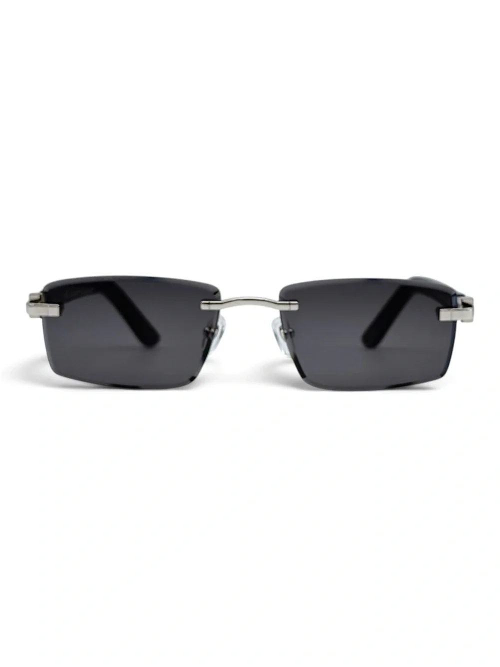 Cartier Rimless Sunglasses in Black with Silver Accents